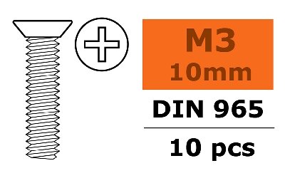 G-Force RC GF-0171-003 - Revtec - Verzonkenkopschroef - Philips - M3X10 - Gegalvaniseerd staal - 10 st
