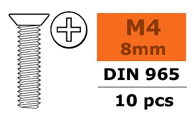 G-Force RC GF-0171-010 - Revtec - Verzonkenkopschroef - Philips - M4X8 - Gegalvaniseerd staal - 10 st