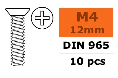 G-Force RC GF-0171-012 - Revtec - Verzonkenkopschroef - Philips - M4X12 - Gegalvaniseerd staal - 10 st