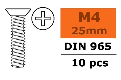 G-Force RC GF-0171-015 - Revtec - Verzonkenkopschroef - Philips - M4X25 - Gegalvaniseerd staal - 10 st