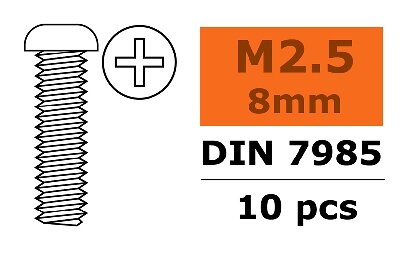 G-Force RC GF-0170-005 - Revtec - Bolcilinderschroef - Philips - M2,5X8 - Gegalvaniseerd staal - 10 st