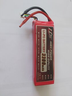 kds33004S 3300maH 4S lipo accu 25C zonder connector.