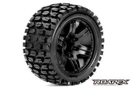 RXR2002-B0 Tires - 1/10 Stadium Truck - mounted - 0 offset - Black wheels - 12mm Hex - Tracker 2 pcs