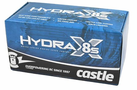 CC-010-0175-00 Castle Creations - HYDRA X8S - Marine ESC - Datalogging - Telemetry Capable - Aux. Wire - 2-8S - 8A SBec