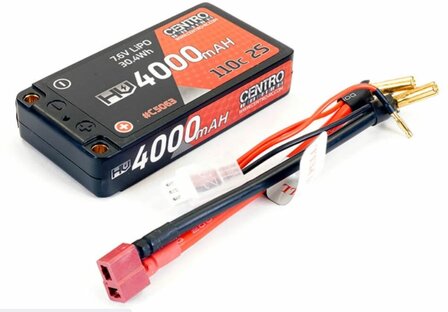 Centro HV 2S 4000mAh 7.6V 110C Hardcase LP Shorty LiPo - 5mm C5063