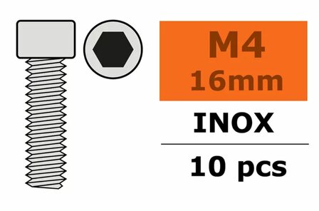 G-Force RC GF-0200-017 Revtec - Hex Socket Head Screw - M4X16 - Inox - 10 pcs